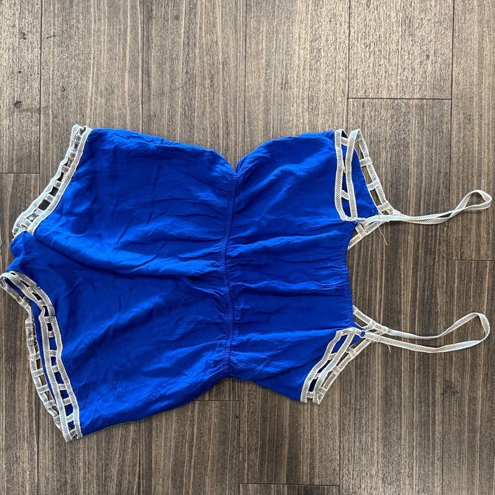 Blue Romper with blue trim - Picture 3 of 3